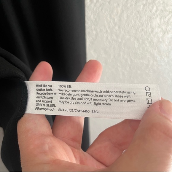 EILEEN FISHER 100% Silk Black Sleeveless High Low Tunic Style Dress Size Medium - Picture 9 of 9